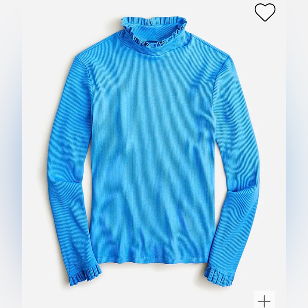 Nwt J. Crew Vintage Rib Ruffle Mockneck T-Shirt